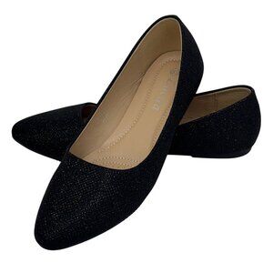 LUCITA / Friendly / Black / Glitter / Slip-On / Ballet / Flats / Pointed Toe
